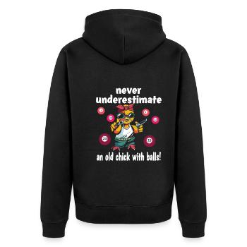 Bingo - Unisex Premium Bio Zip Hoodie - Schwarz - Hinten - Nico (187cm)