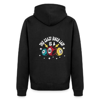 Bingo - Unisex Premium Bio Zip Hoodie - Schwarz - Hinten - Nico (187cm)