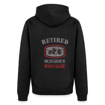 Bingo - Unisex Premium Bio Zip Hoodie - Schwarz - Hinten - Nico (187cm)