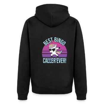 Bingo - Unisex Premium Bio Zip Hoodie - Schwarz - Hinten - Nico (187cm)