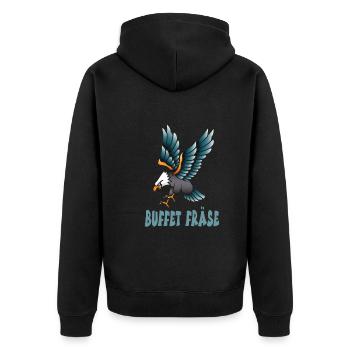Urlaub - Unisex Premium Bio Zip Hoodie - Schwarz - Hinten - Nico (187cm)