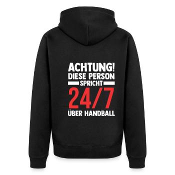 Handballspieler Handballer Handballverein Handball - Unisex Premium Bio Zip Hoodie - Schwarz - Hinten - Nico (187cm)