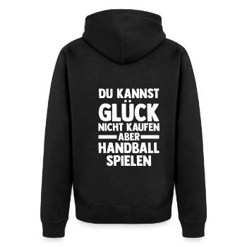 Handballspieler Handballer Handballverein Handball - Unisex Premium Bio Zip Hoodie - Schwarz - Hinten - Nico (187cm)