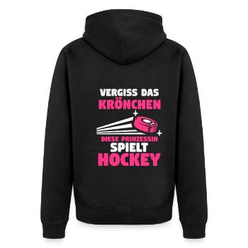 Eishockey Hockeyspieler Prinzessin Hockey - Unisex Premium Bio Zip Hoodie - Schwarz - Hinten - Nico (187cm)