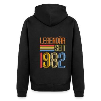 Jahrgang 1982 41 Jahre Geburtstag - Unisex Premium Bio Zip Hoodie - Schwarz - Hinten - Nico (187cm)