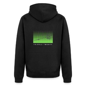 180 19 - Unisex Premium Bio Zip Hoodie - Schwarz - Hinten - Nico (187cm)