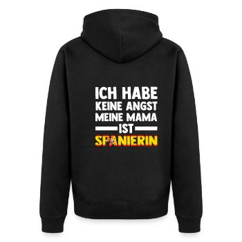 Ich habe keine Angst meine Mama ist Spanierin - Unisex Premium Bio Zip Hoodie - Schwarz - Hinten - Nico (187cm)