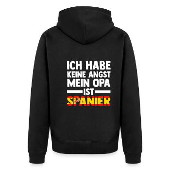 Ich habe keine Angst mein Opa ist Spanier - Unisex Premium Bio Zip Hoodie - Schwarz - Hinten - Nico (187cm)