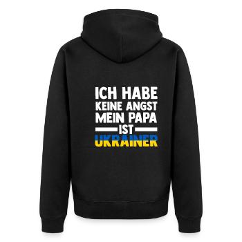 Ich habe keine Angst mein Papa ist Ukrainer - Unisex Premium Bio Zip Hoodie - Schwarz - Hinten - Nico (187cm)