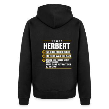 Herbert - Unisex Premium Bio Zip Hoodie - Schwarz - Hinten - Nico (187cm)