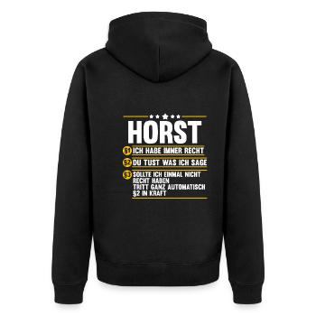 Horst - Unisex Premium Bio Zip Hoodie - Schwarz - Hinten - Nico (187cm)