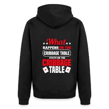 Cribbage - Unisex Premium Bio Zip Hoodie - Schwarz - Hinten - Nico (187cm)