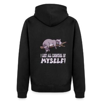 Waschbär - Unisex Premium Bio Zip Hoodie - Schwarz - Hinten - Nico (187cm)