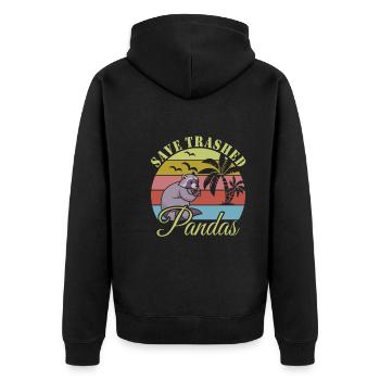 Raccoon - Unisex Premium Organic Zip Hoodie - black - Back - Nico (187cm)