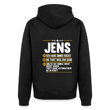 Jens - Unisex Premium Bio Zip Hoodie - Schwarz - Hinten - Nico (187cm)