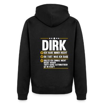 Dirk - Unisex Premium Bio Zip Hoodie - Schwarz - Hinten - Nico (187cm)