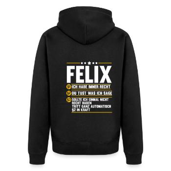 Felix - Unisex Premium Bio Zip Hoodie - Schwarz - Hinten - Nico (187cm)