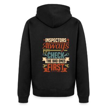 Schlosser - Unisex Premium Bio Zip Hoodie - Schwarz - Hinten - Nico (187cm)