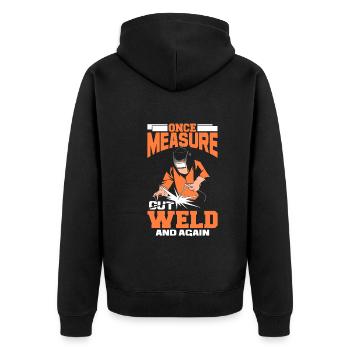 Schlosser - Unisex Premium Bio Zip Hoodie - Schwarz - Hinten - Nico (187cm)