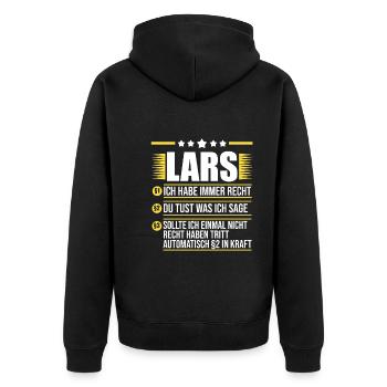 Lars - Unisex Premium Bio Zip Hoodie - Schwarz - Hinten - Nico (187cm)