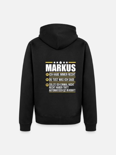 Markus - Unisex Premium Organic Zip Hoodie - black