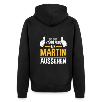 Martin - Unisex Premium Bio Zip Hoodie - Schwarz - Hinten - Nico (187cm)