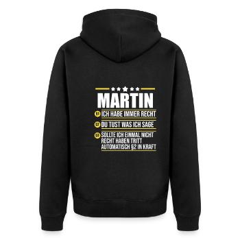 Martin - Unisex Premium Bio Zip Hoodie - Schwarz - Hinten - Nico (187cm)