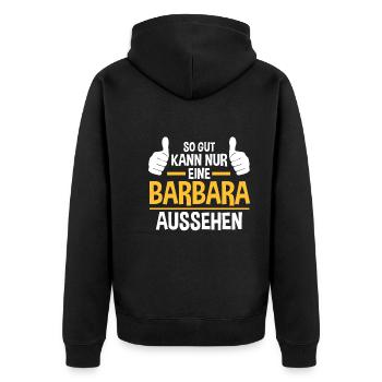 Barbara - Unisex Premium Bio Zip Hoodie - Schwarz - Hinten - Nico (187cm)