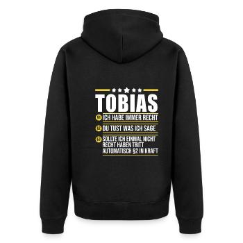Tobias - Unisex Premium Bio Zip Hoodie - Schwarz - Hinten - Nico (187cm)