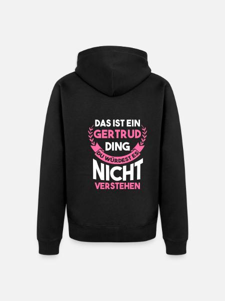 Gertrud - Unisex Premium Bio Zip Hoodie - Schwarz