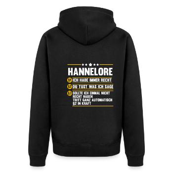 Hannelore - Unisex Premium Bio Zip Hoodie - Schwarz - Hinten - Nico (187cm)