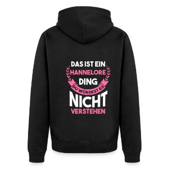 Hannelore - Unisex Premium Bio Zip Hoodie - Schwarz - Hinten - Nico (187cm)