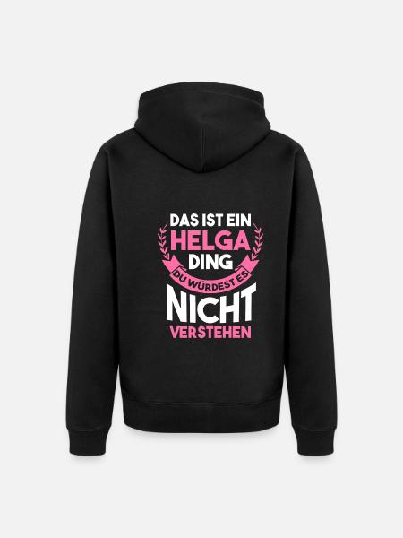 Helga - Unisex Premium Bio Zip Hoodie - Schwarz
