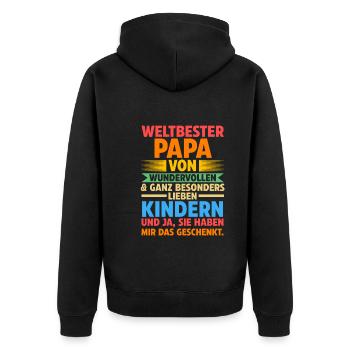 Papa Vater Vatertag - Unisex Premium Bio Zip Hoodie - Schwarz - Hinten - Nico (187cm)