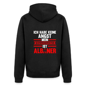 Ich habe keine Angst mein Schwiegervater ist Alban - Unisex Premium Bio Zip Hoodie - Schwarz - Hinten - Nico (187cm)