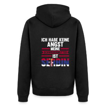 Ich habe keine Angst meine Schwiegermutter ist Ser - Unisex Premium Bio Zip Hoodie - Schwarz - Hinten - Nico (187cm)