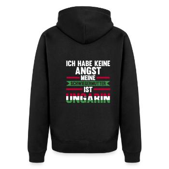 Ich habe keine Angst meine Schwiegermutter ist Ung - Unisex Premium Bio Zip Hoodie - Schwarz - Hinten - Nico (187cm)