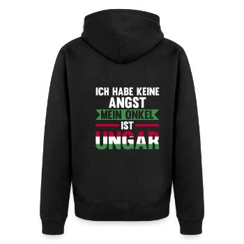 Ich habe keine Angst mein Onkel ist Ungar - Unisex Premium Bio Zip Hoodie - Schwarz - Hinten - Nico (187cm)