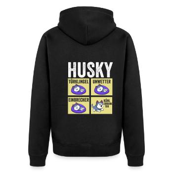 Chien Husky - Veste à capuche bio Premium Unisexe - noir - Dos - Nico (187cm)