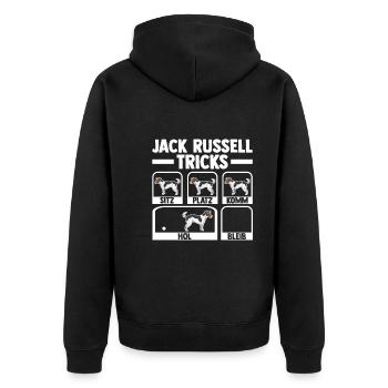 Hund Jack Russell - Unisex Premium Bio Zip Hoodie - Schwarz - Hinten - Nico (187cm)