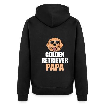 Hund Golden Retriever Papa - Unisex Premium Bio Zip Hoodie - Schwarz - Hinten - Nico (187cm)