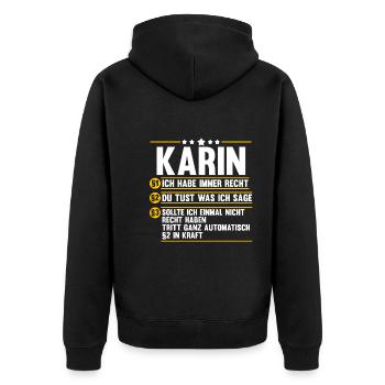 Karin - Unisex Premium Bio Zip Hoodie - Schwarz - Hinten - Nico (187cm)
