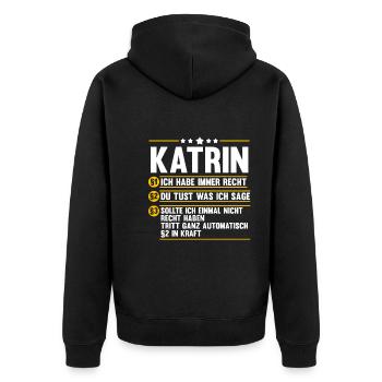 Katrin - Unisex Premium Bio Zip Hoodie - Schwarz - Hinten - Nico (187cm)
