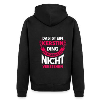 Kerstin - Unisex Premium Bio Zip Hoodie - Schwarz - Hinten - Nico (187cm)