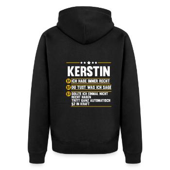 Kerstin - Unisex Premium Bio Zip Hoodie - Schwarz - Hinten - Nico (187cm)