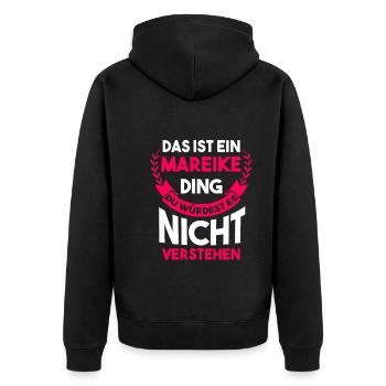 Mareike - Unisex Premium Bio Zip Hoodie - Schwarz - Hinten - Nico (187cm)
