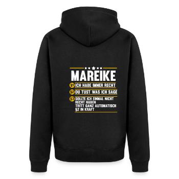Mareike - Unisex Premium Bio Zip Hoodie - Schwarz - Hinten - Nico (187cm)
