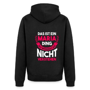 Maria - Unisex Premium Bio Zip Hoodie - Schwarz - Hinten - Nico (187cm)