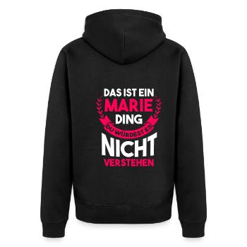Marie - Unisex Premium Bio Zip Hoodie - Schwarz - Hinten - Nico (187cm)
