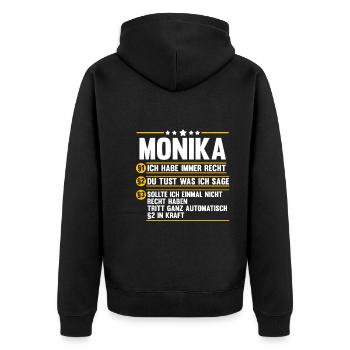 Monika - Unisex Premium Bio Zip Hoodie - Schwarz - Hinten - Nico (187cm)